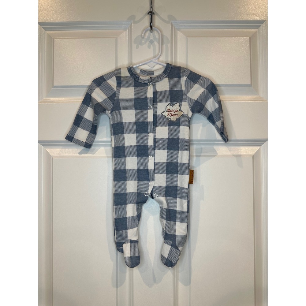 Lila and Jack Baby Buffalo Plaid Footed Pajamas Size‎ 0-3 Months Blue White